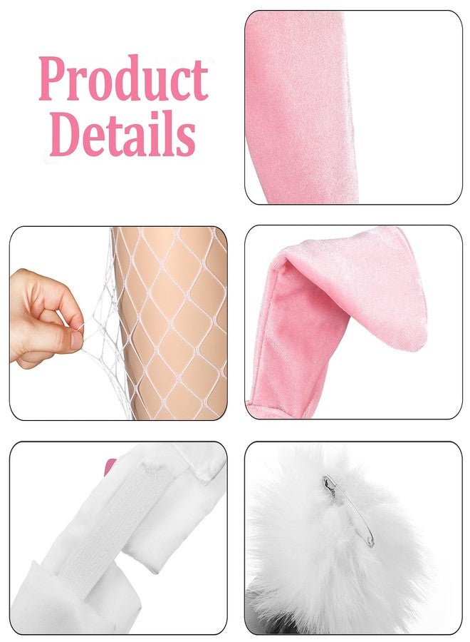 Cozypower Anime Women Velvet Bunny Costume Valentine's Day Outfit Suit Stockings Rabbit Headband Bow Tie Cosplay(Pink,S) - Image 3